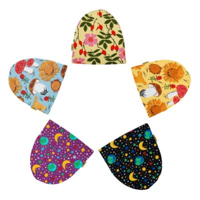 DUNS Sweden organic cotton beanie hat : Sunflower | Rosehip | Age 6-8 - Yellow sunflower